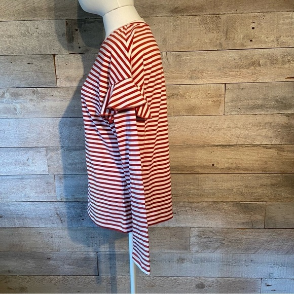 🛍️3/$30 H&M women’s  striped ruffled long sleeved shirt in size medium - Picture 9 of 15